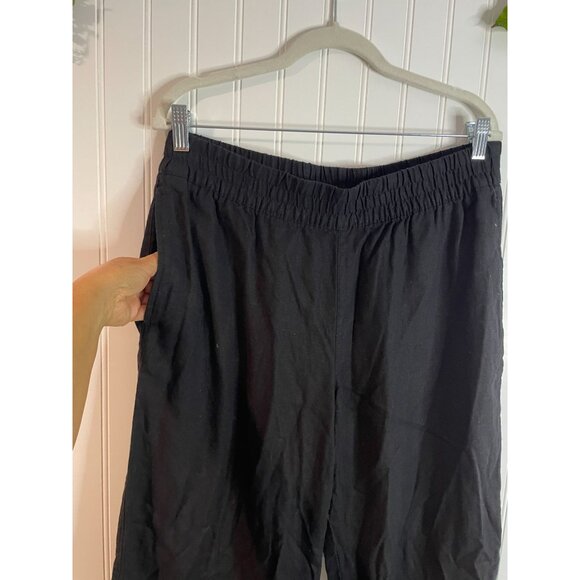 Old Navy Black High-Rise Wide-Leg Comfort Waistband Linen-Blend Pants Petite L - Picture 4 of 13